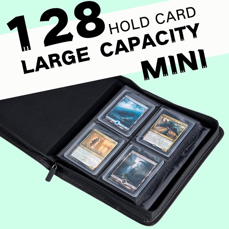 KUOOKING Toploader Binder, Holds 128+ Toploaders, 4 Pocket Top Loader Card Storage Case, Double-Sided Pockets for trading card in 3 x 4'' Toploaders (Light Green) - Image 2